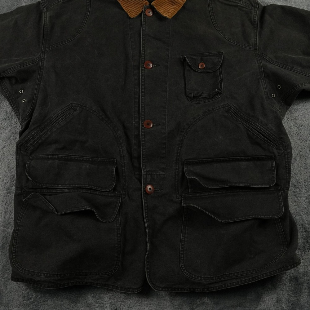 VTG Polo Ralph Lauren Chore Jacket Mens XL Black Canvas Corduroy Trim Utility - Picture 3 of 13